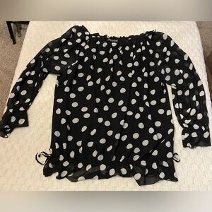 Black and White Polka Dot Women's Top